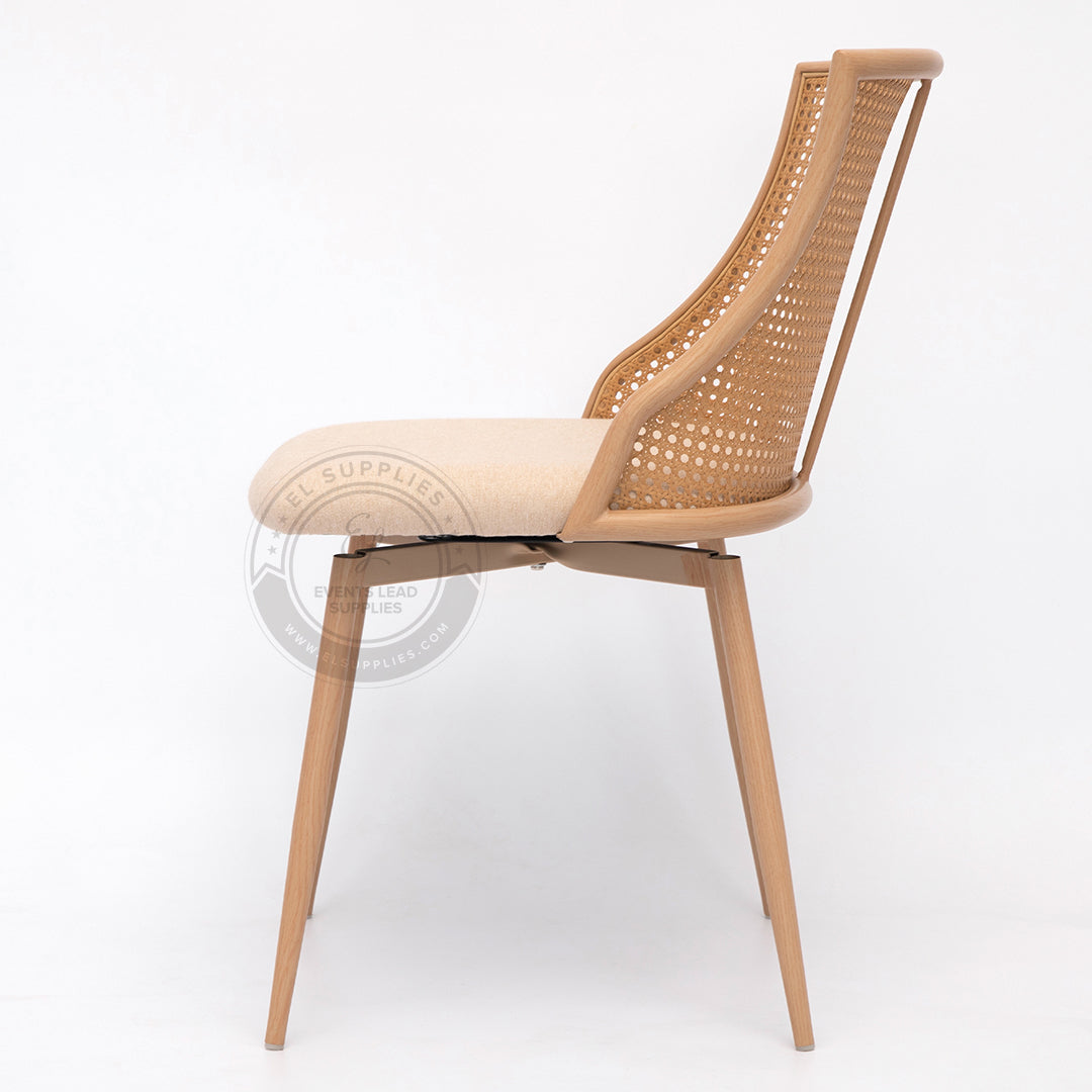 ASILAH Beige Rattan Swivel Dining Chair