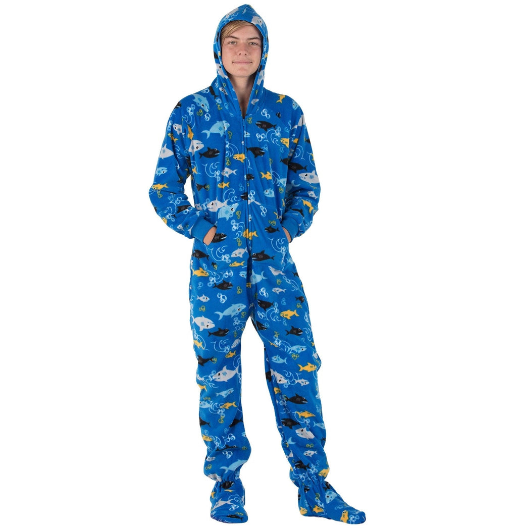 Family Matching Shark Frenzy Hoodie Fleece Onesie