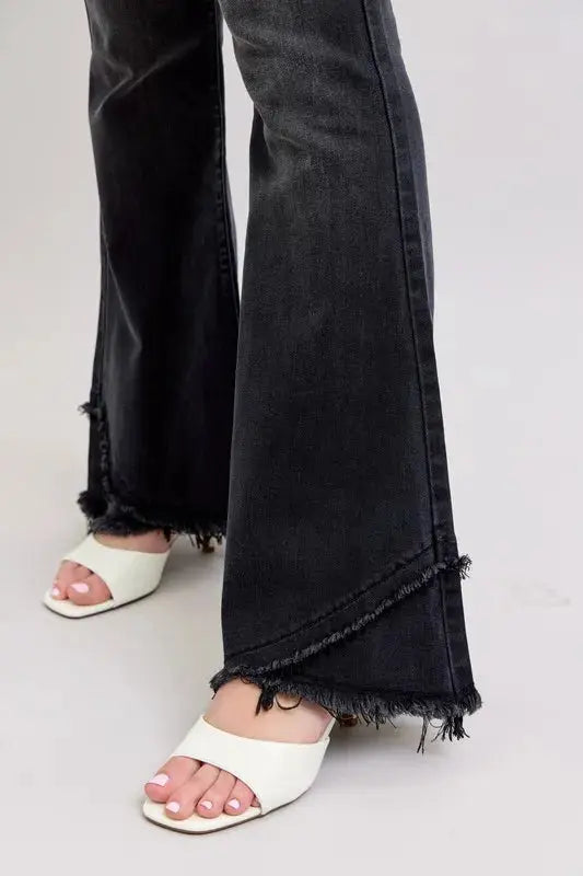 Judy Blue Full Size/Plus Size High Waist Flare w/ Mock Fray Tulip Hem