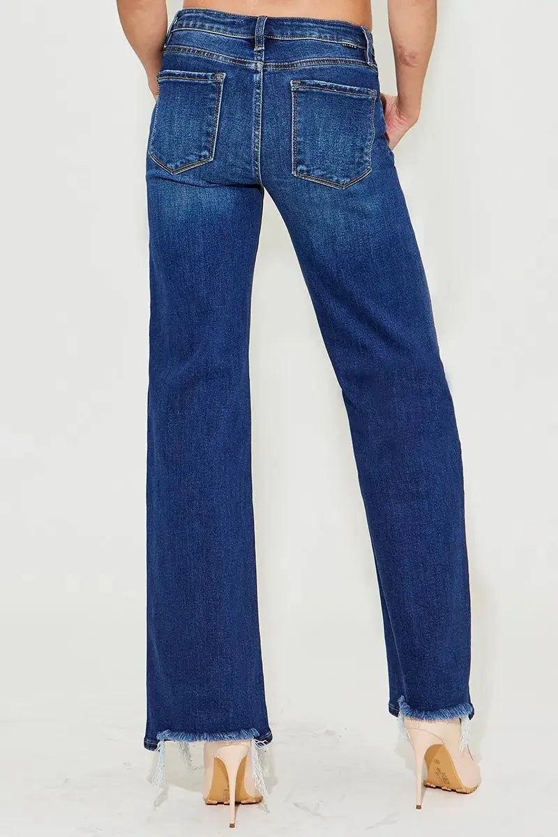 Full Size/Plus Size Low Rise Wide Leg RISEN Jeans (Dark )