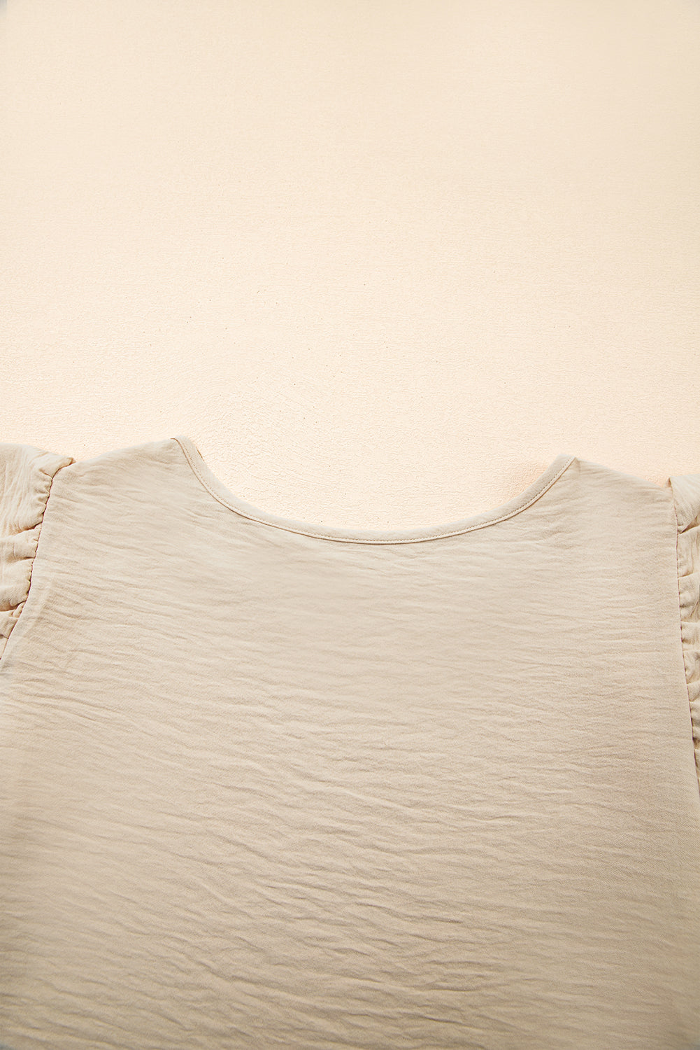 Aqua Ruffle Sleeve Blouse - Clearly Aqua Solid Color Crinkled Top