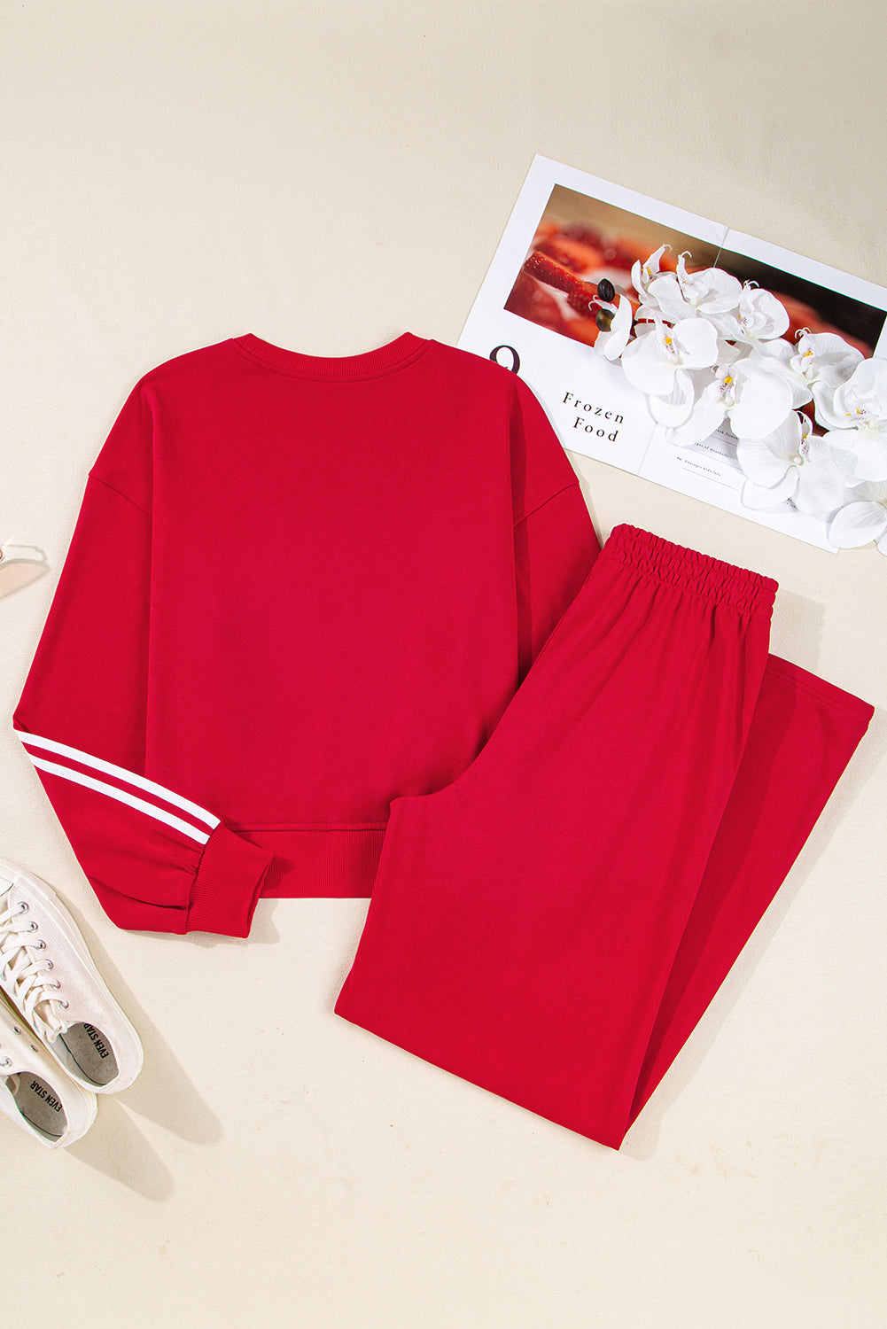 Varsity Stripe Crewneck Pullover and Sweatpants Set