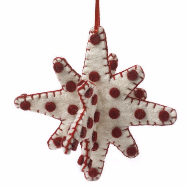 3D Star Ornament Red Cream Arcadia Home