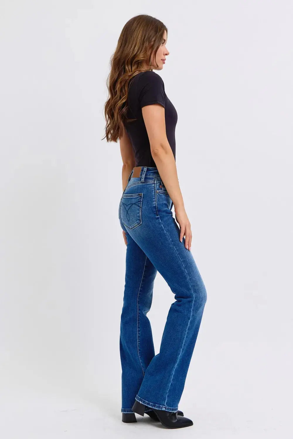 Full Size Run Mid-Rise Bootcut Judy Blue Jeans with Thermal Lining