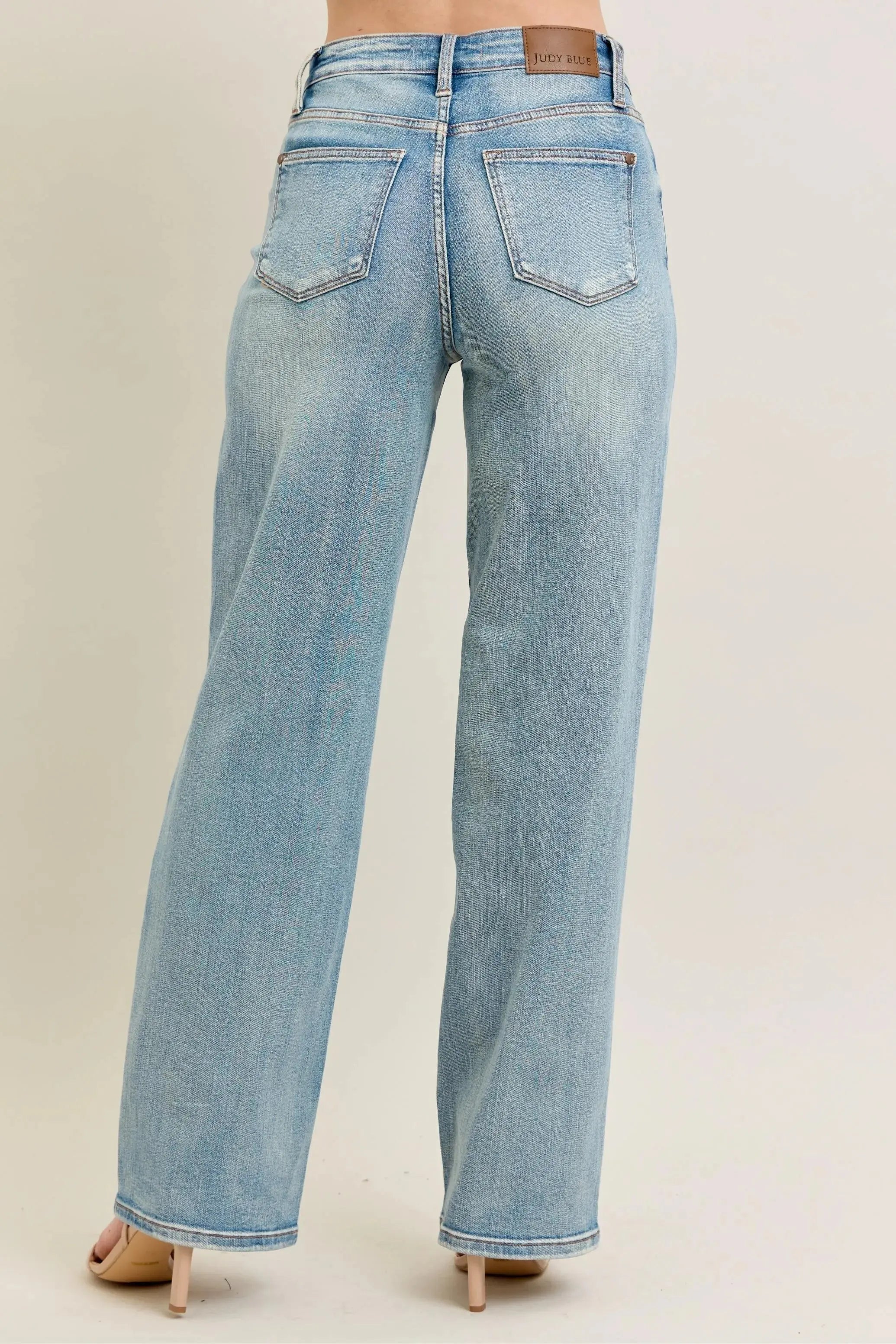 Judy Blue Jeans -Plus Size High Waist Destroy & Knee Patch Straight Leg