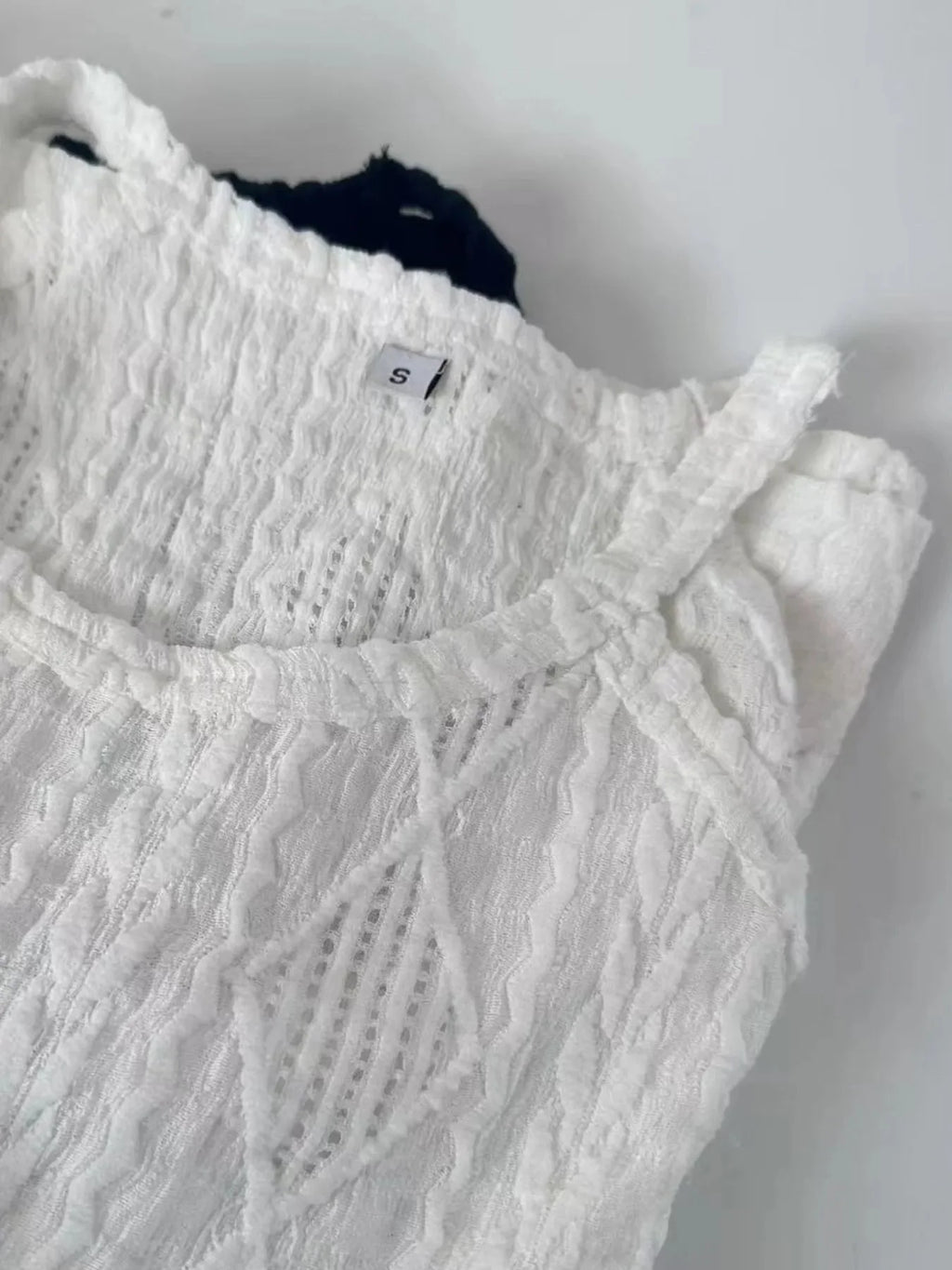 Round Neck Eyelet Textured Tank Top