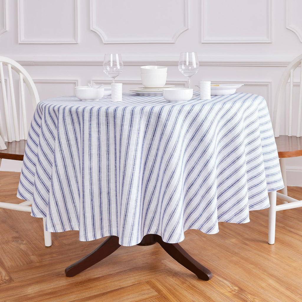 Capri Ticking Stripe Round Tablecloth