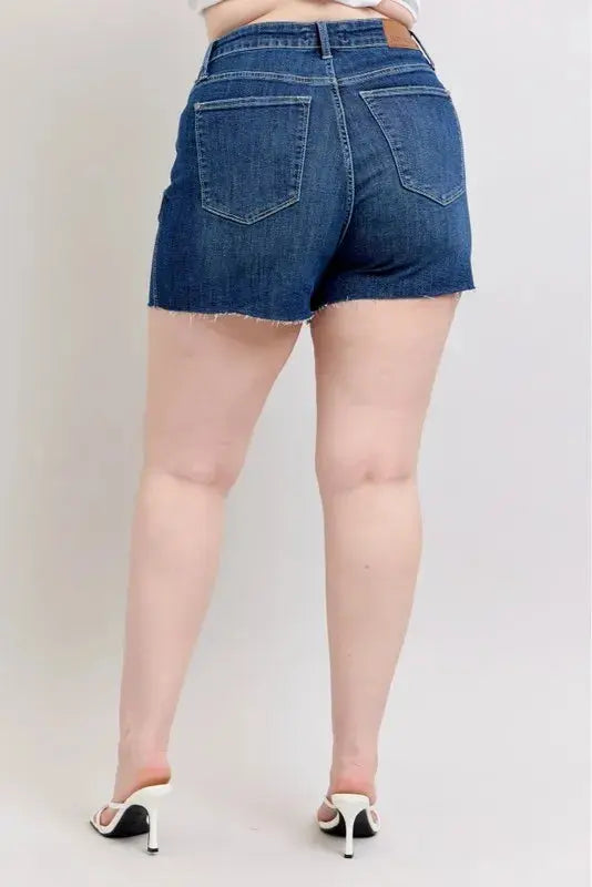 Judy Blue Jeans - Full Size High Waist Criss-Cross Waistband Denim Shorts