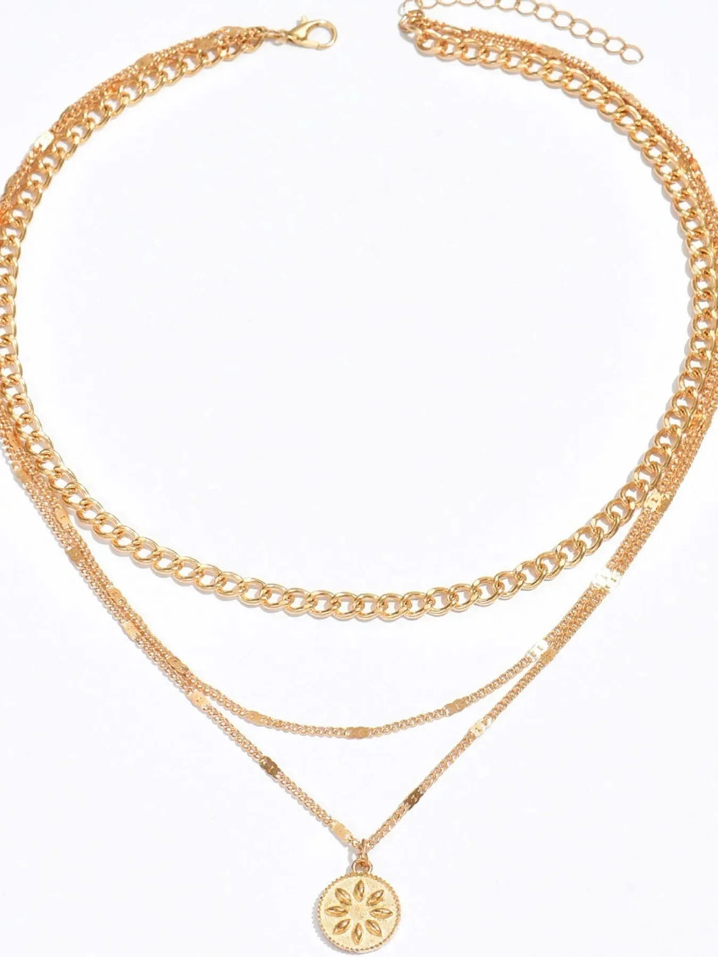 18K Gold-Plated Layered Sun Medallion Necklace