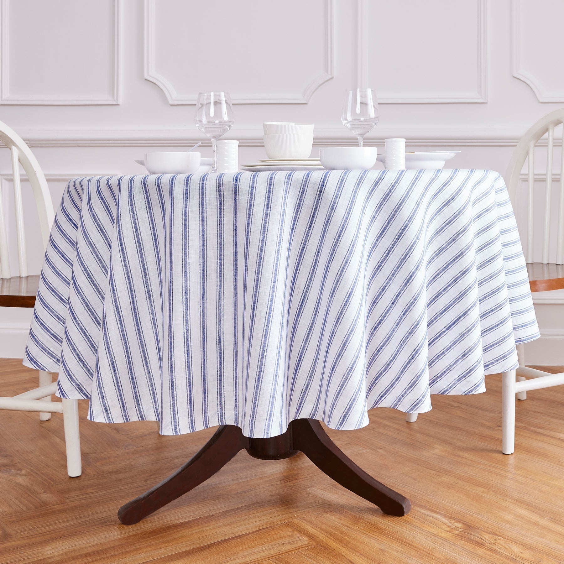 Capri Ticking Stripe Round Tablecloth
