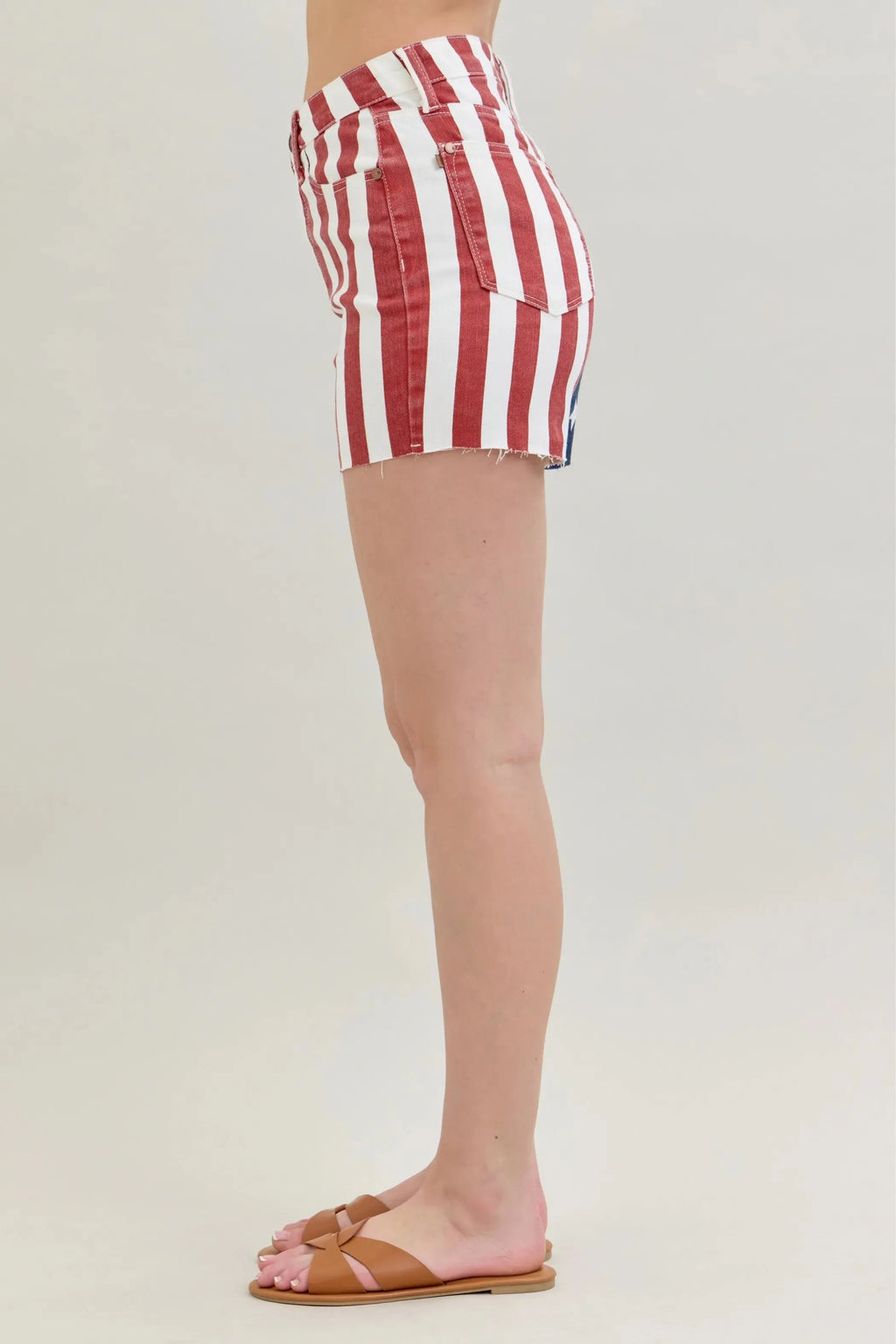 Judy Blue Jeans - Full Size High Waist Americana Flag Fray Hem Shorts