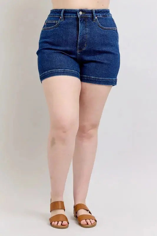 Judy Blue Jeans - Plus Size High Waist Tummy Control Denim Shorts