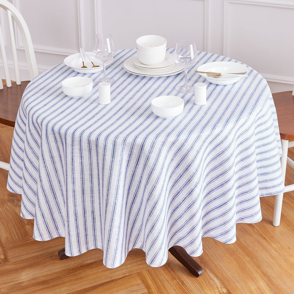 Capri Ticking Stripe Round Tablecloth