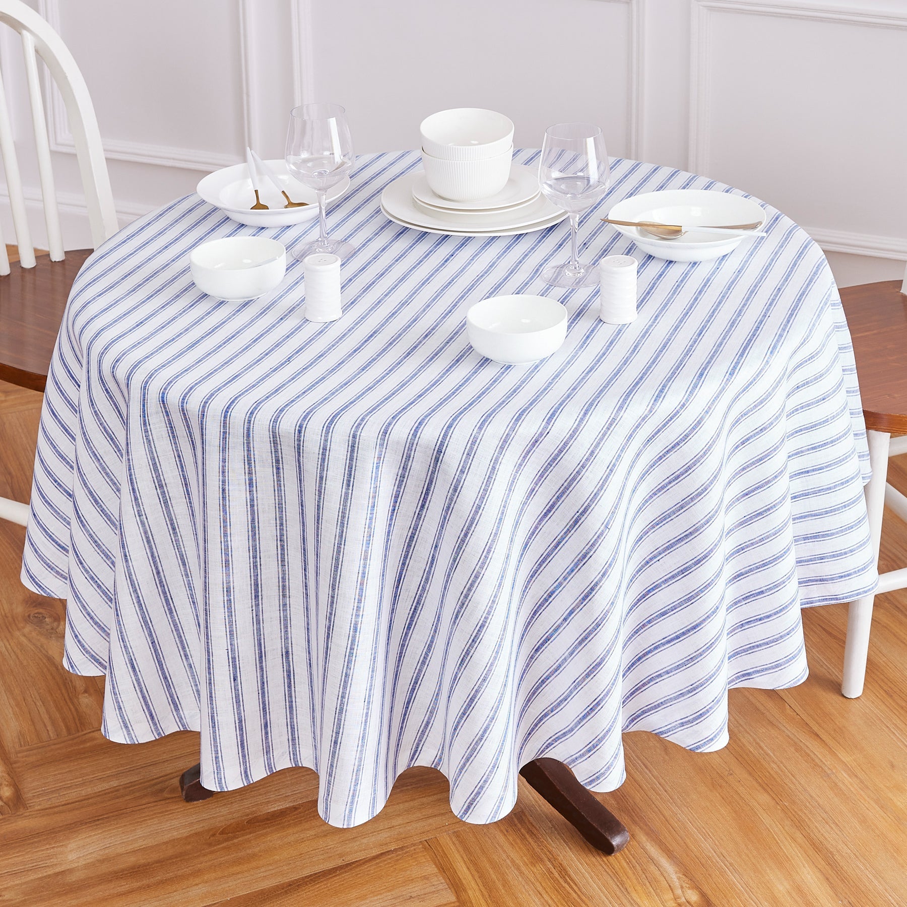 Capri Ticking Stripe Round Tablecloth