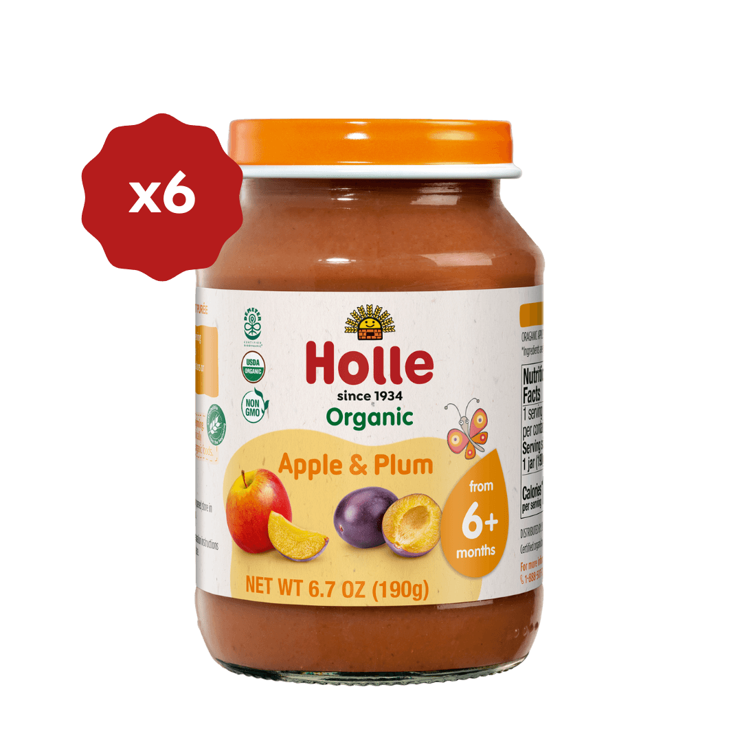 Holle Organic Baby Food Jar - Apple & Plum - 6 Jars