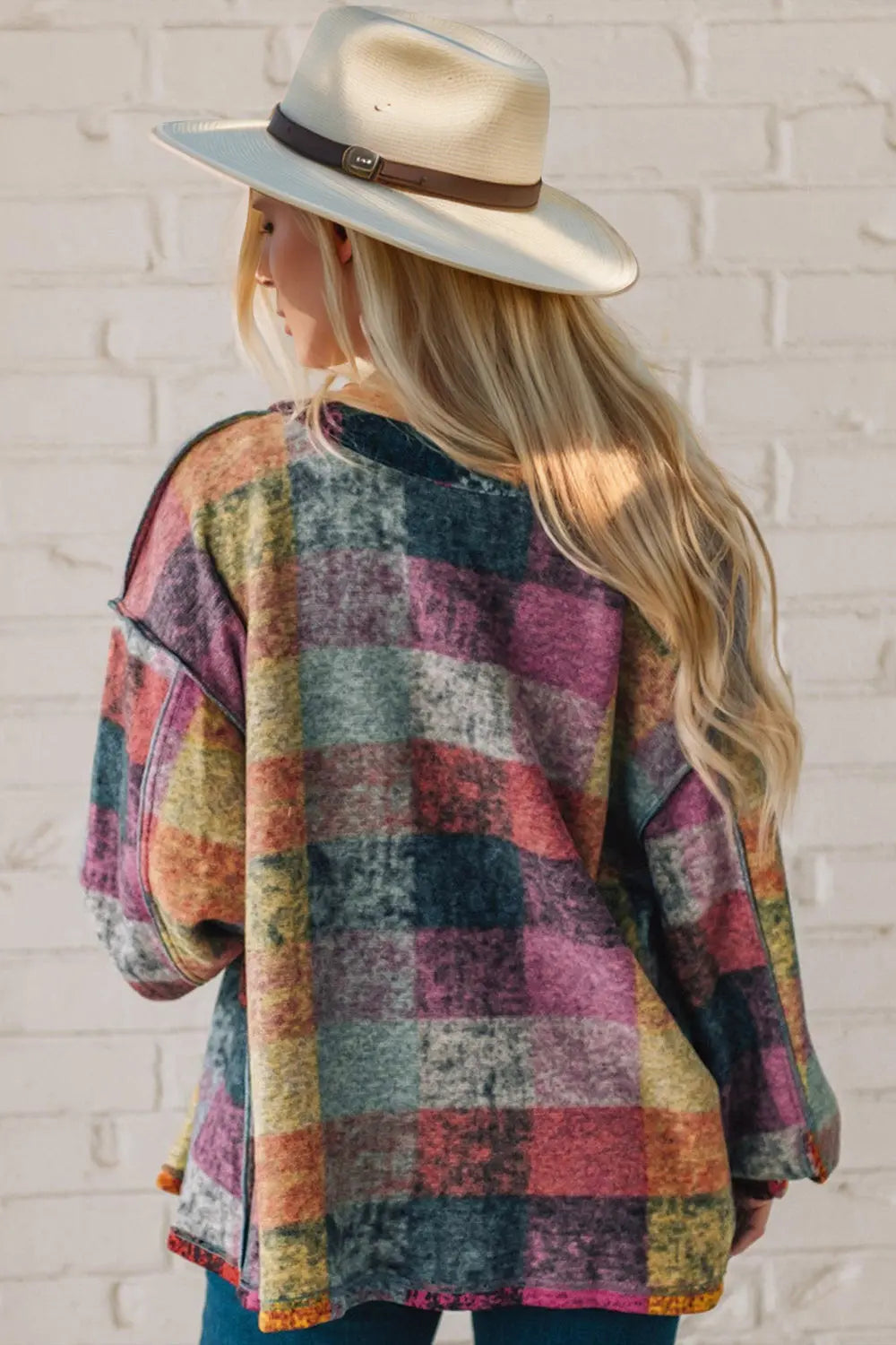 Double Take Full Size  Button Up Exposed Seam Womens Shacket