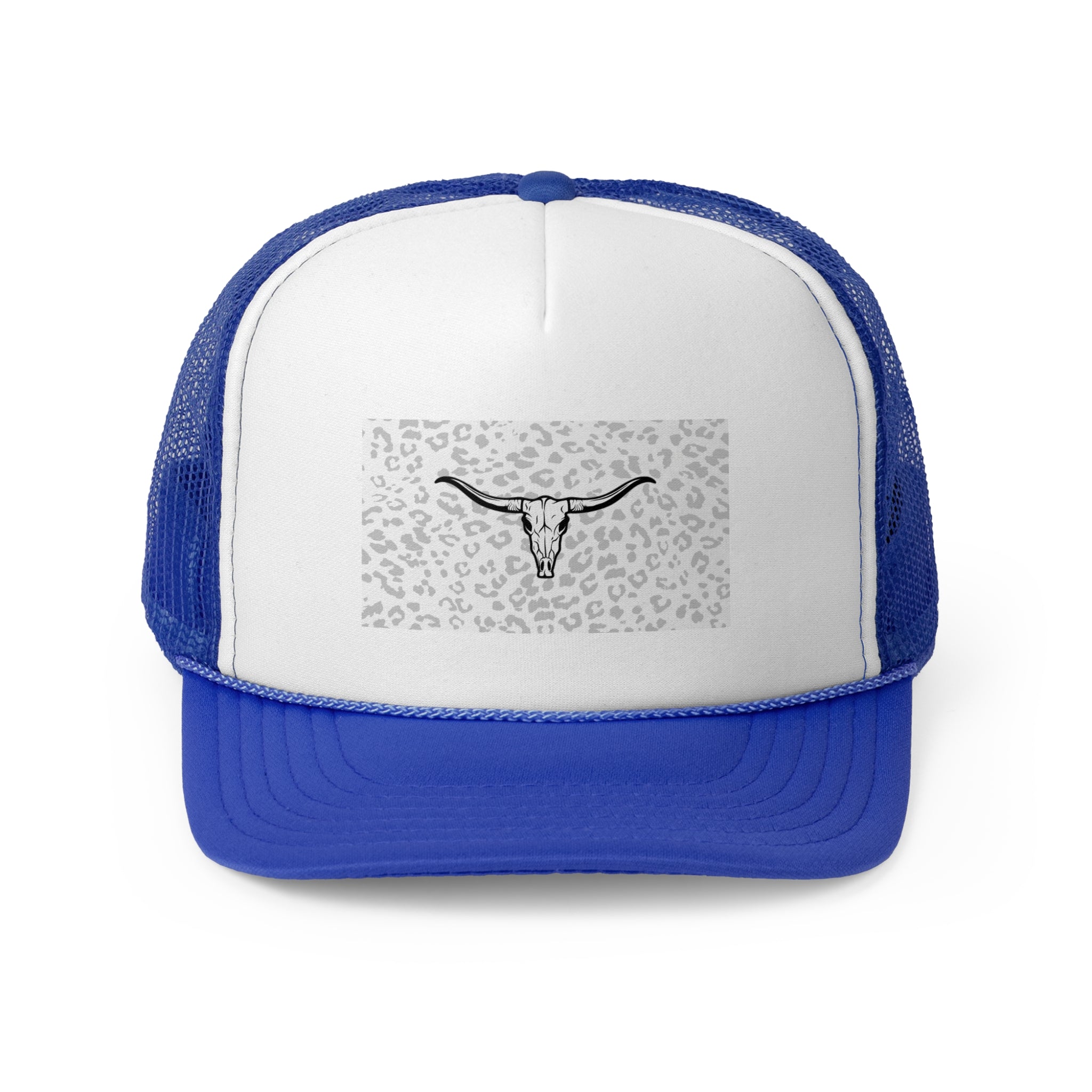 Cheetah Print Cow Skull Trucker Cap