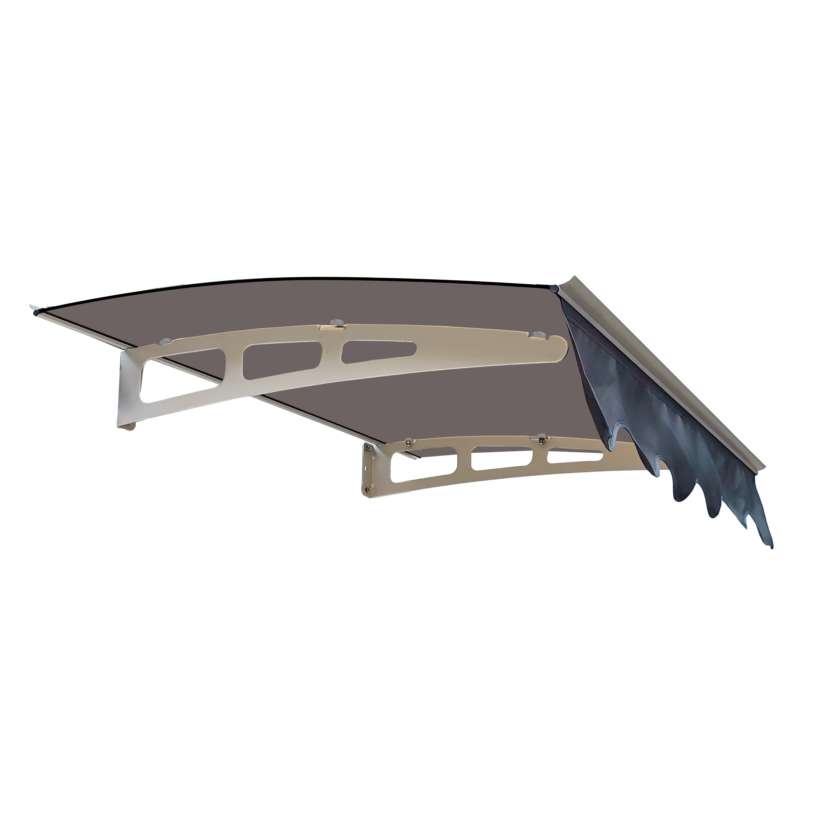 DA4734W Series Door Window Awning Made of 0.137 Inch Thick Crystal Polycarbonate Sheet in size of 47" Wide x 34" Brown Roof