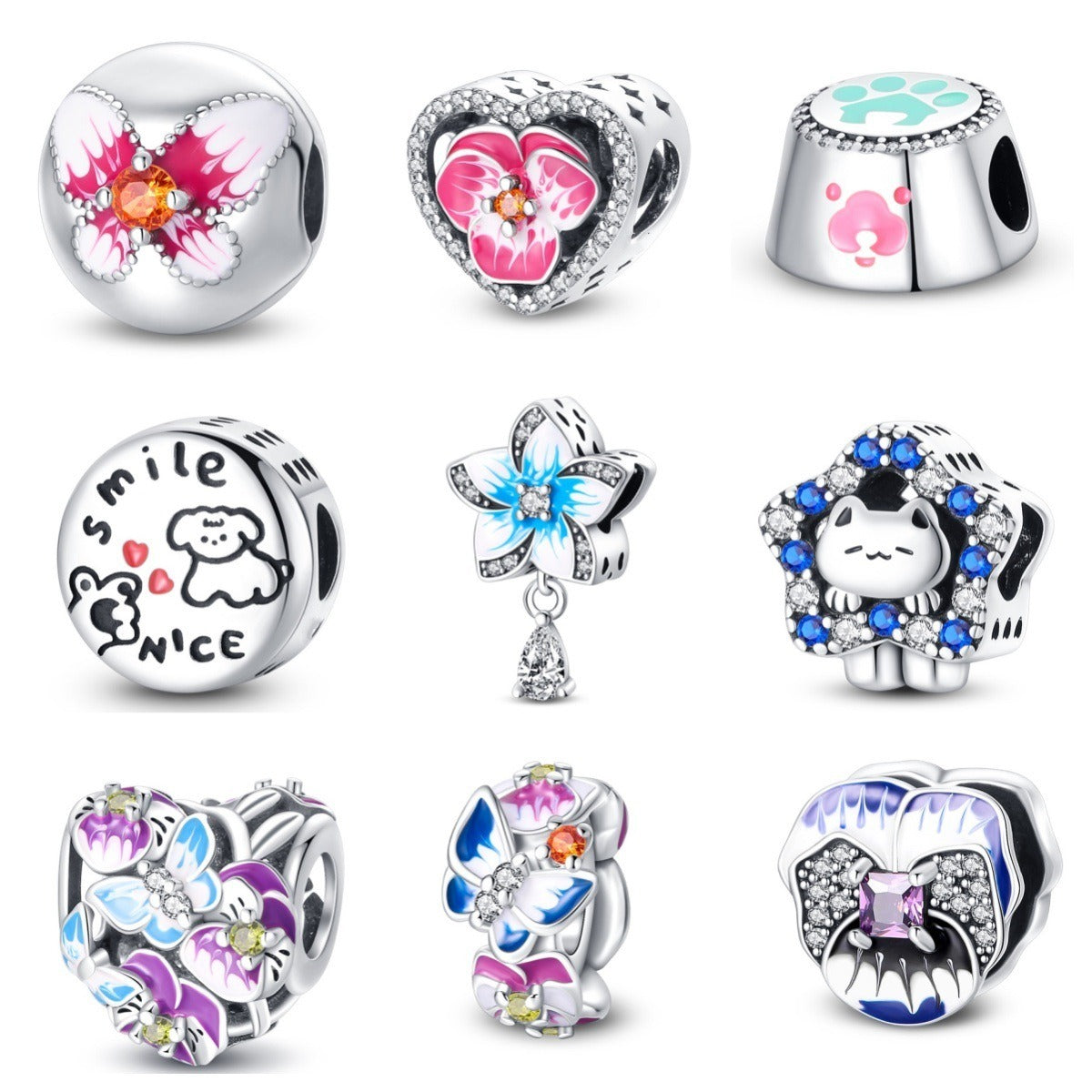 Butterfly flower thread safety bead fixing clip buckle string decoration