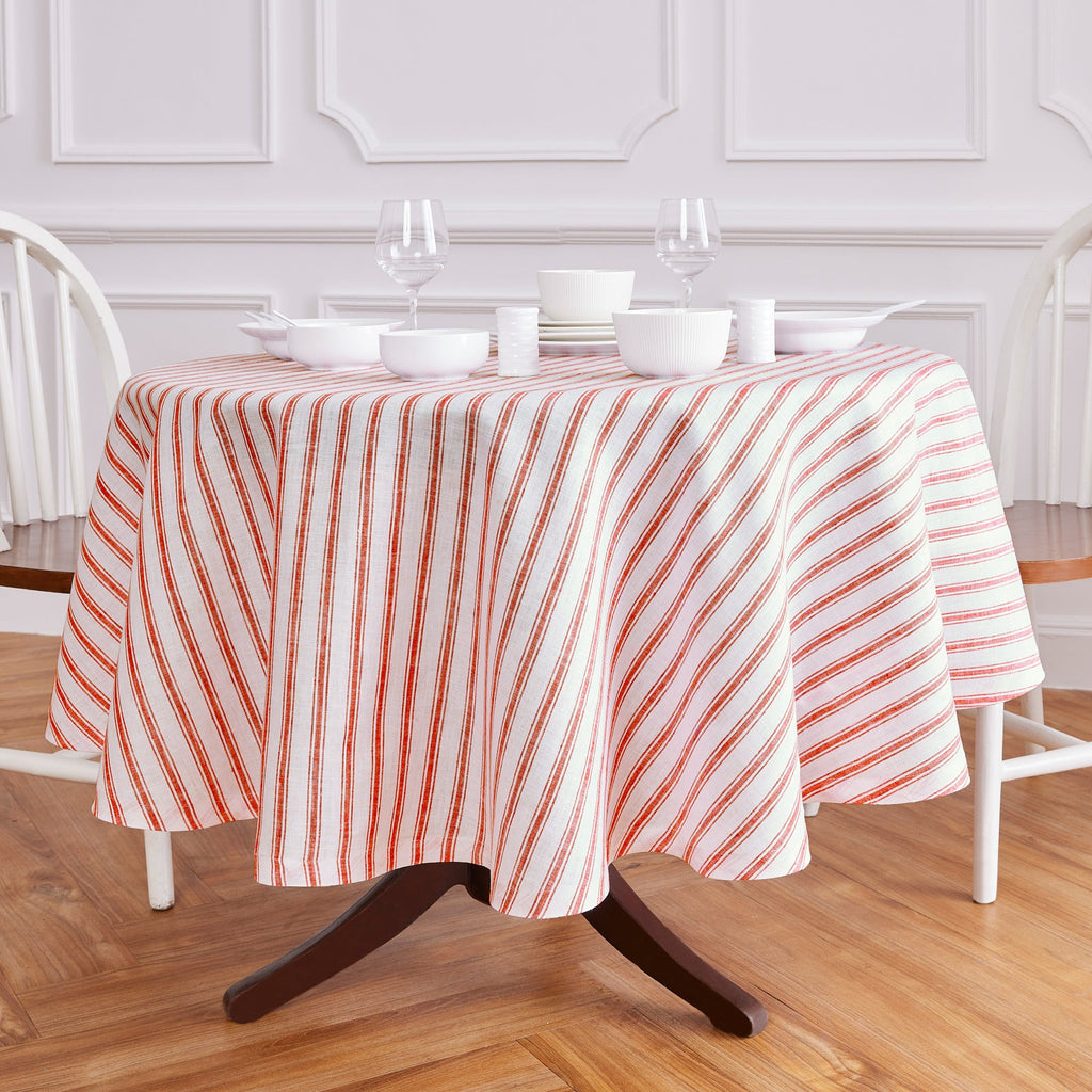 Capri Ticking Stripe Round Tablecloth