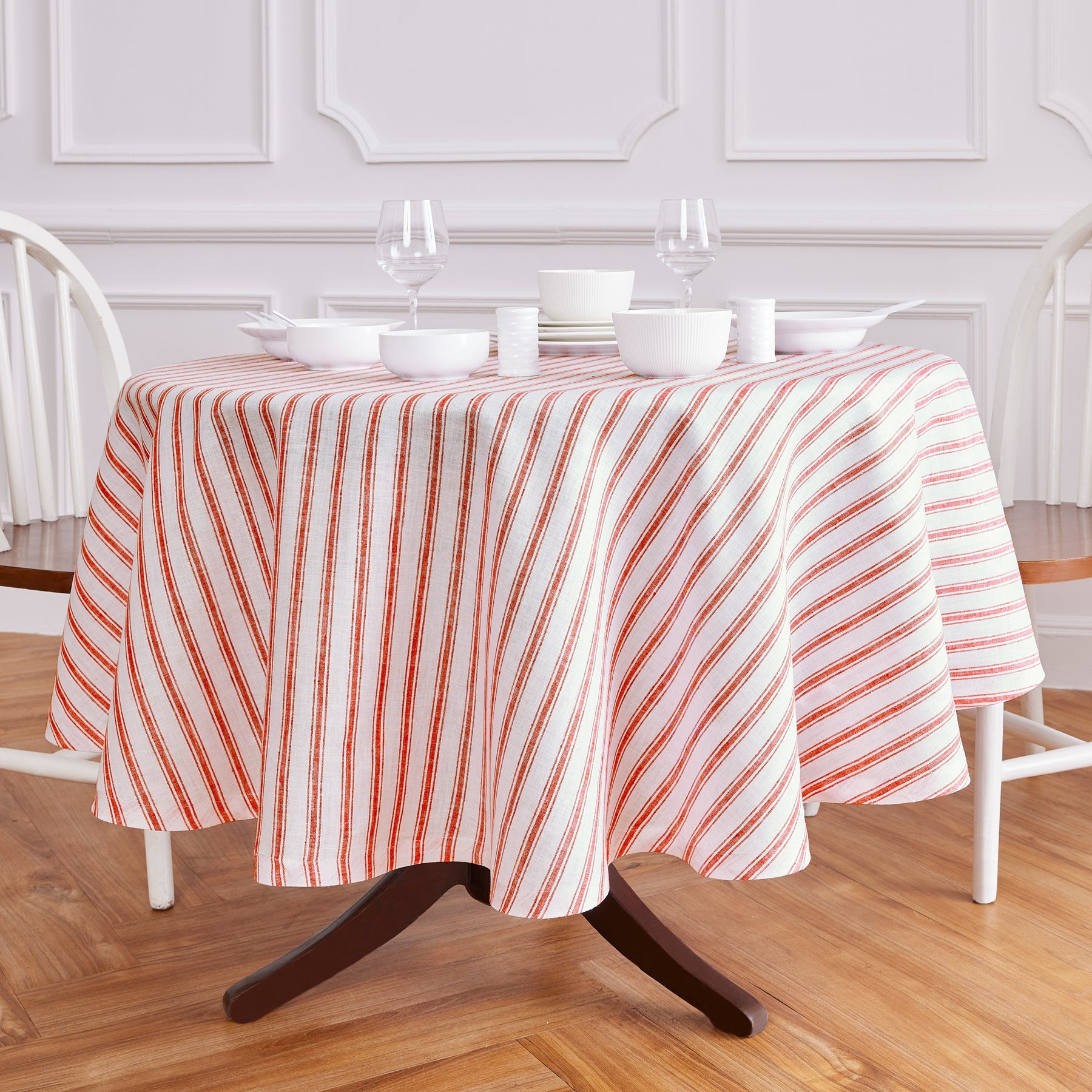 Capri Ticking Stripe Round Tablecloth
