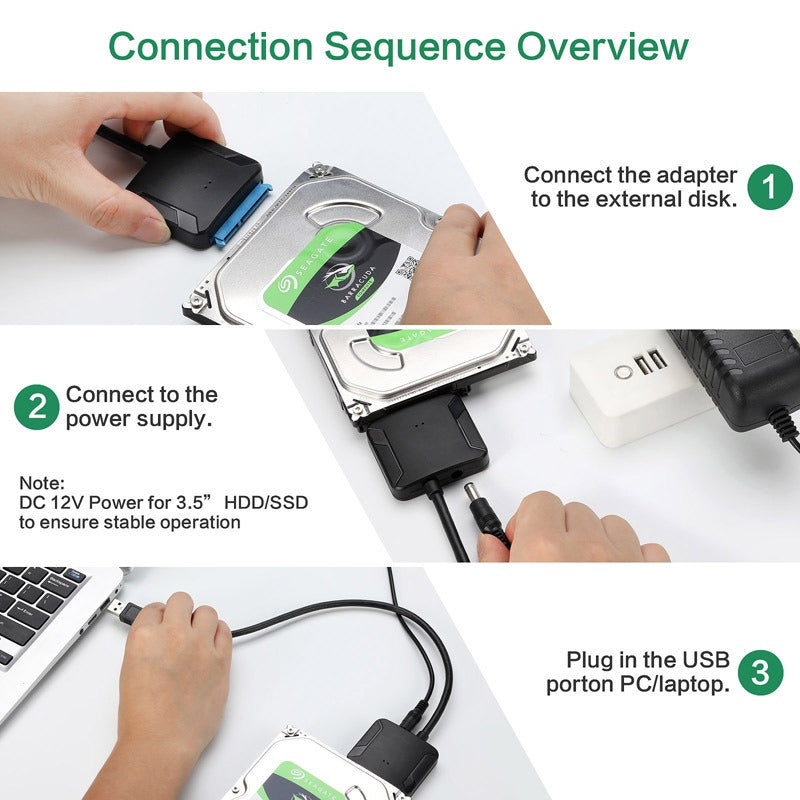 USB 3.0 Easy Drive Cable SATA to USB 3.0 Cable 2.5-inch/3.5-inch Hard Disk Adapter Cable
