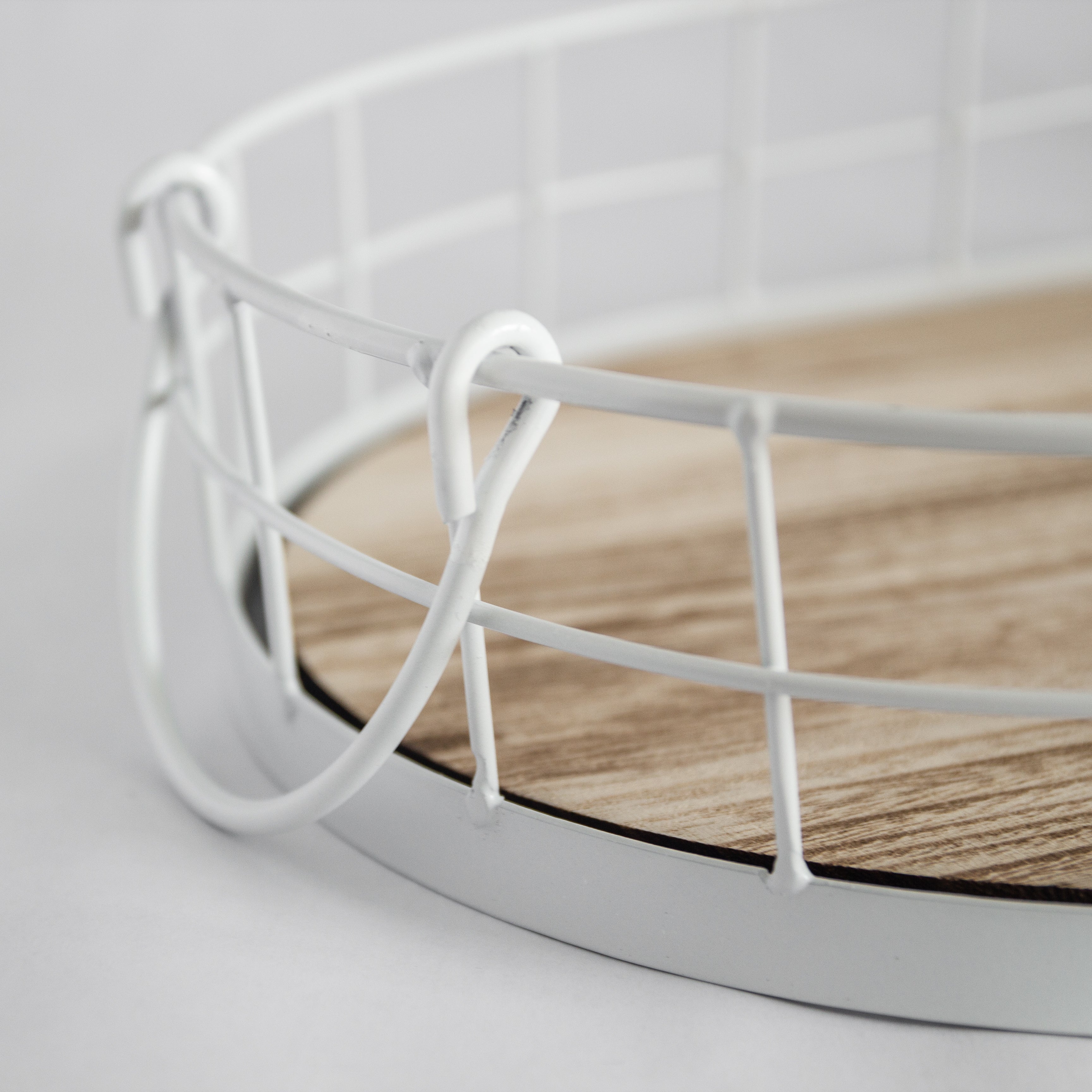 449 - Oval Metal & Wood Tray