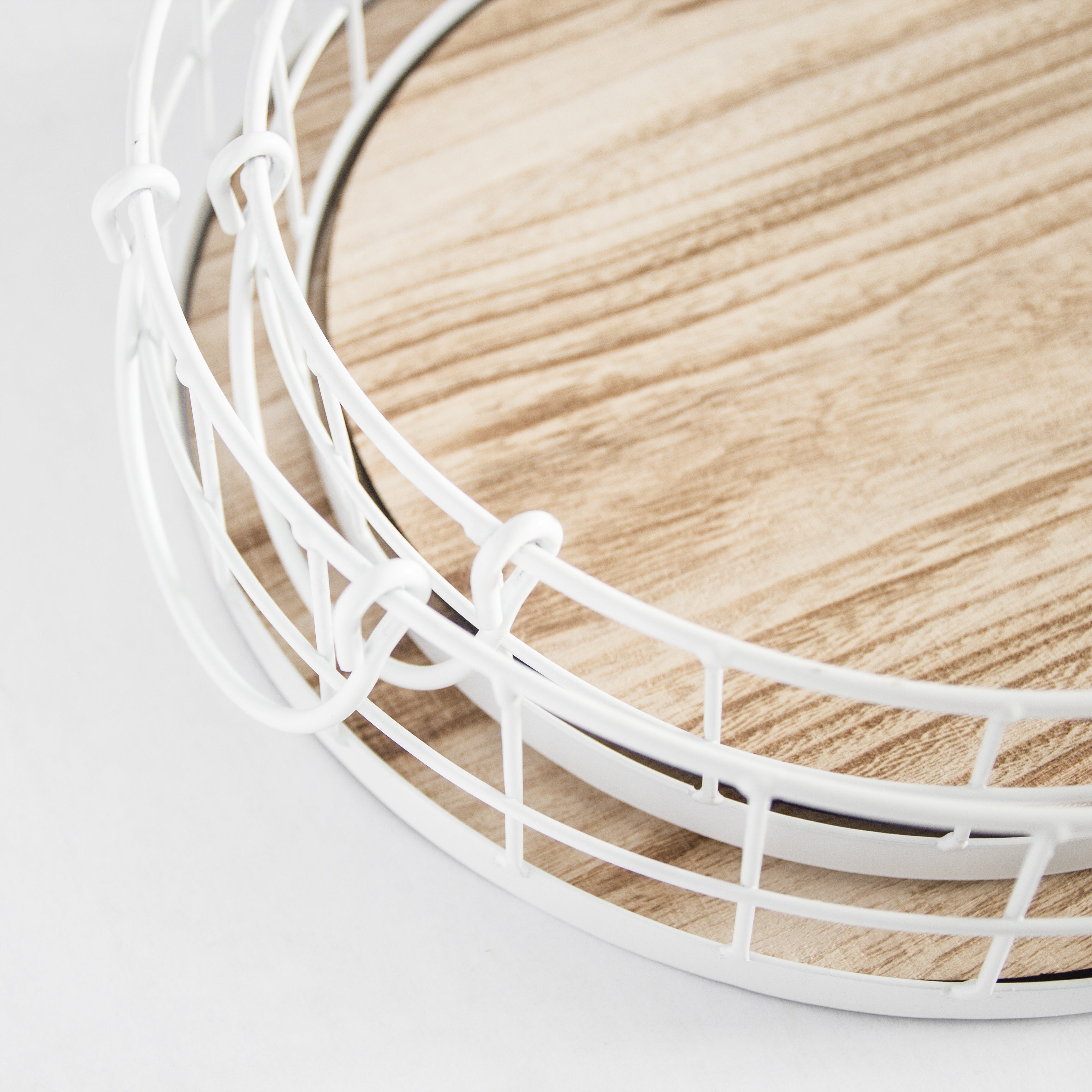 449 - Oval Metal & Wood Tray