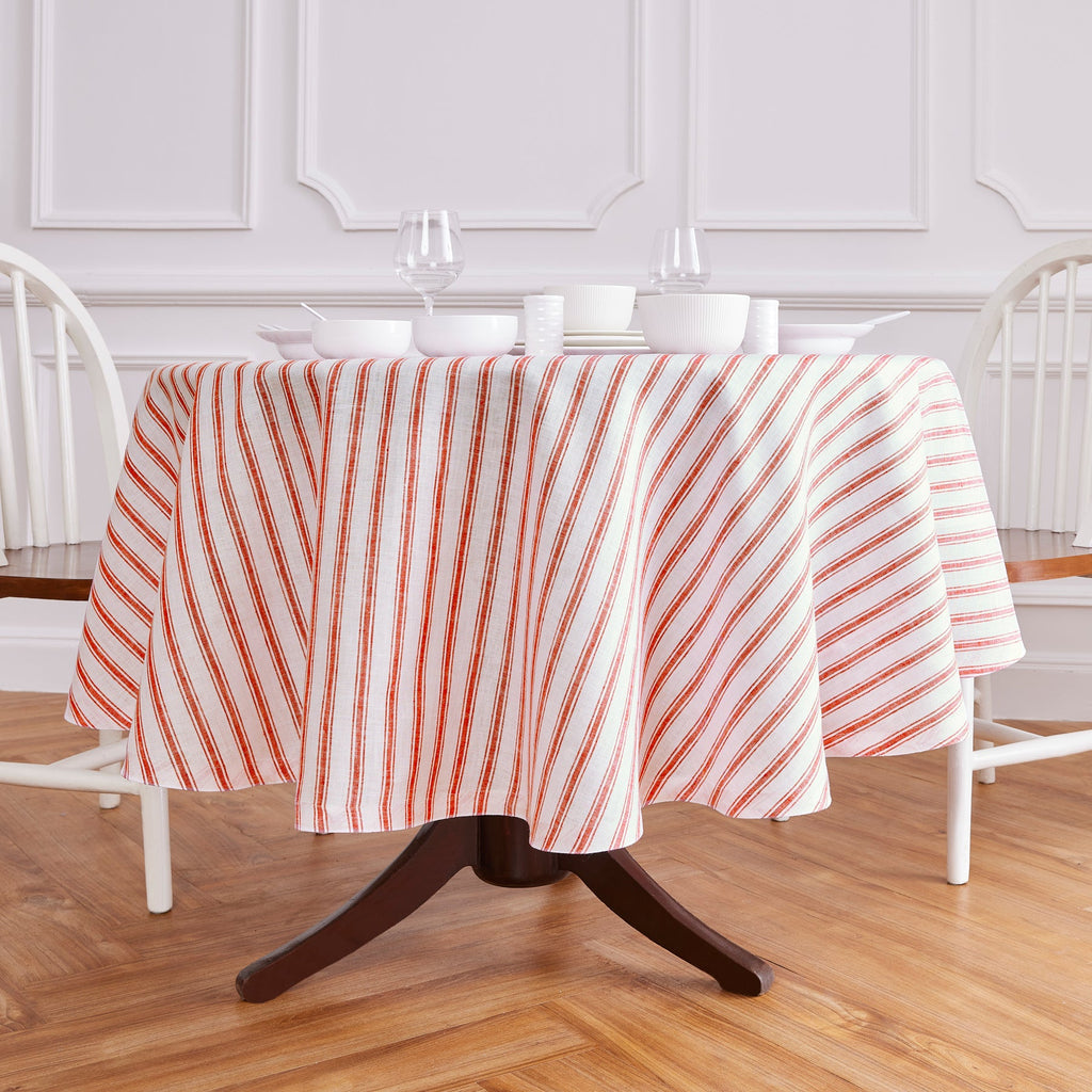 Capri Ticking Stripe Round Tablecloth