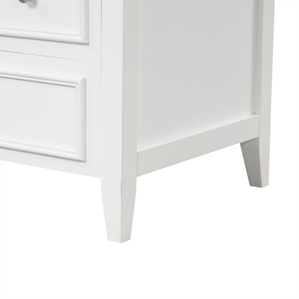 30" Bathroom Vanity with Sink, Bathroom Vanity Cabinet with Three Drawers and Door, Solid Wood and MDF, White