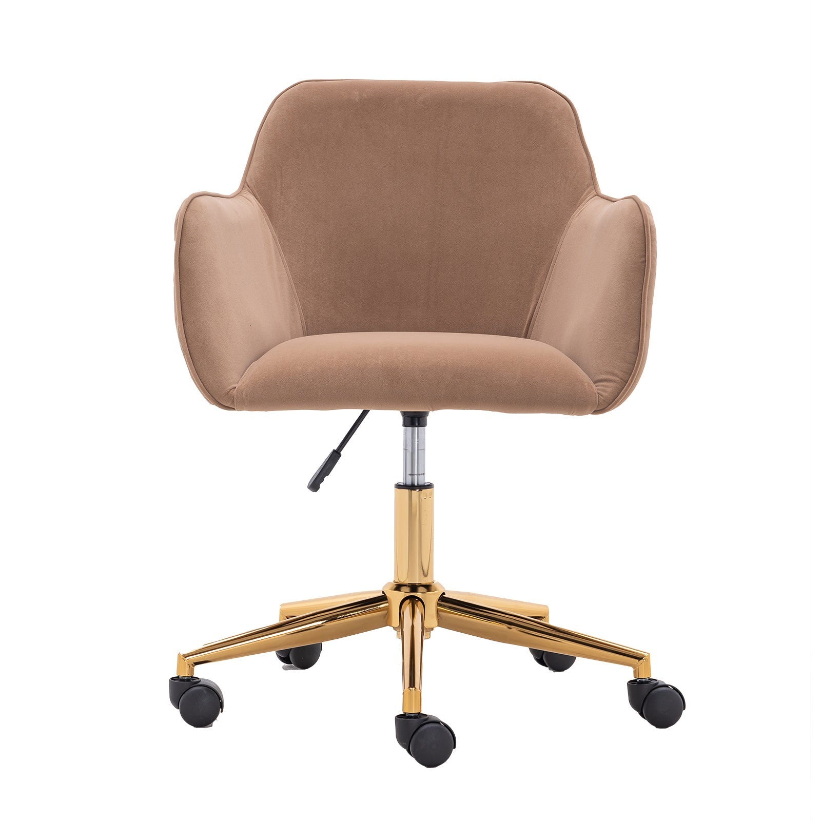 Modern Velvet Fabric Material Adjustable Height 360 revolving Home Office Chair Light Coffee Brown