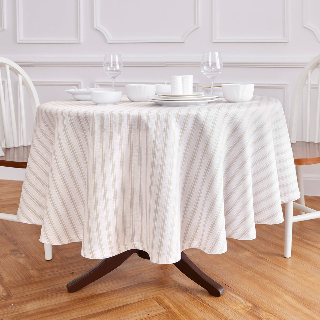 Capri Ticking Stripe Round Tablecloth