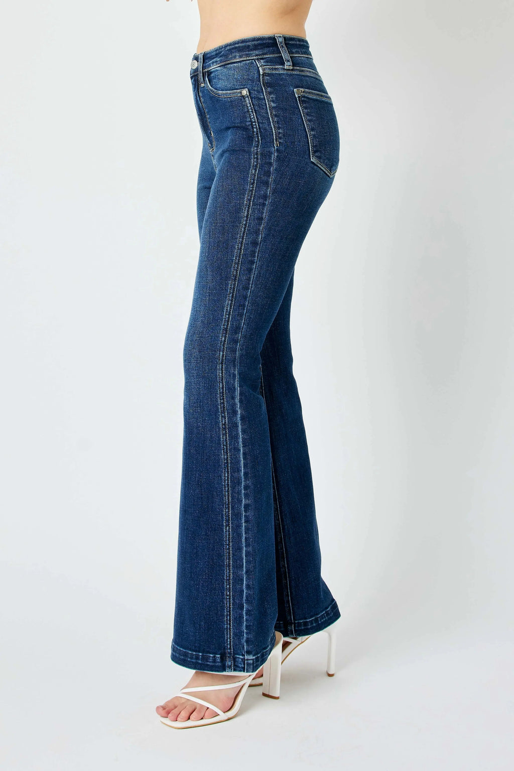 Plus Size High Waist Flare Judy Blue Jeans with Side Seam Detail