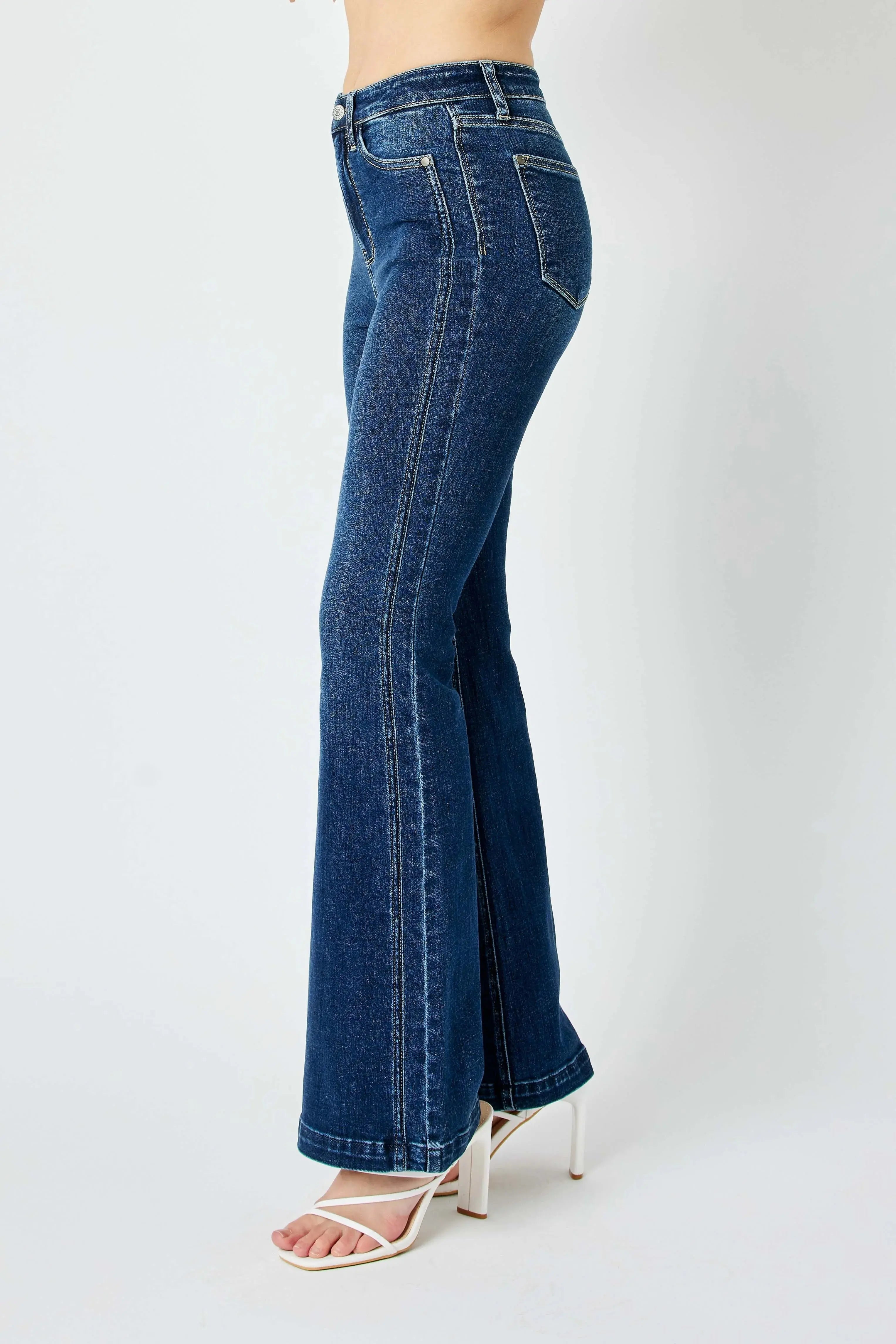 Plus Size High Waist Flare Judy Blue Jeans with Side Seam Detail