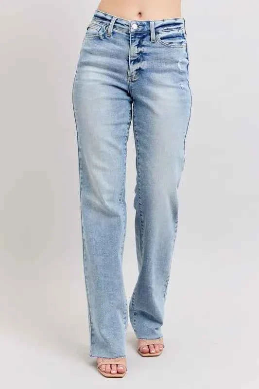 Judy Blue Plus Size Women's Jeans - Full Size Mid Rise Light Wash Dad Jeans