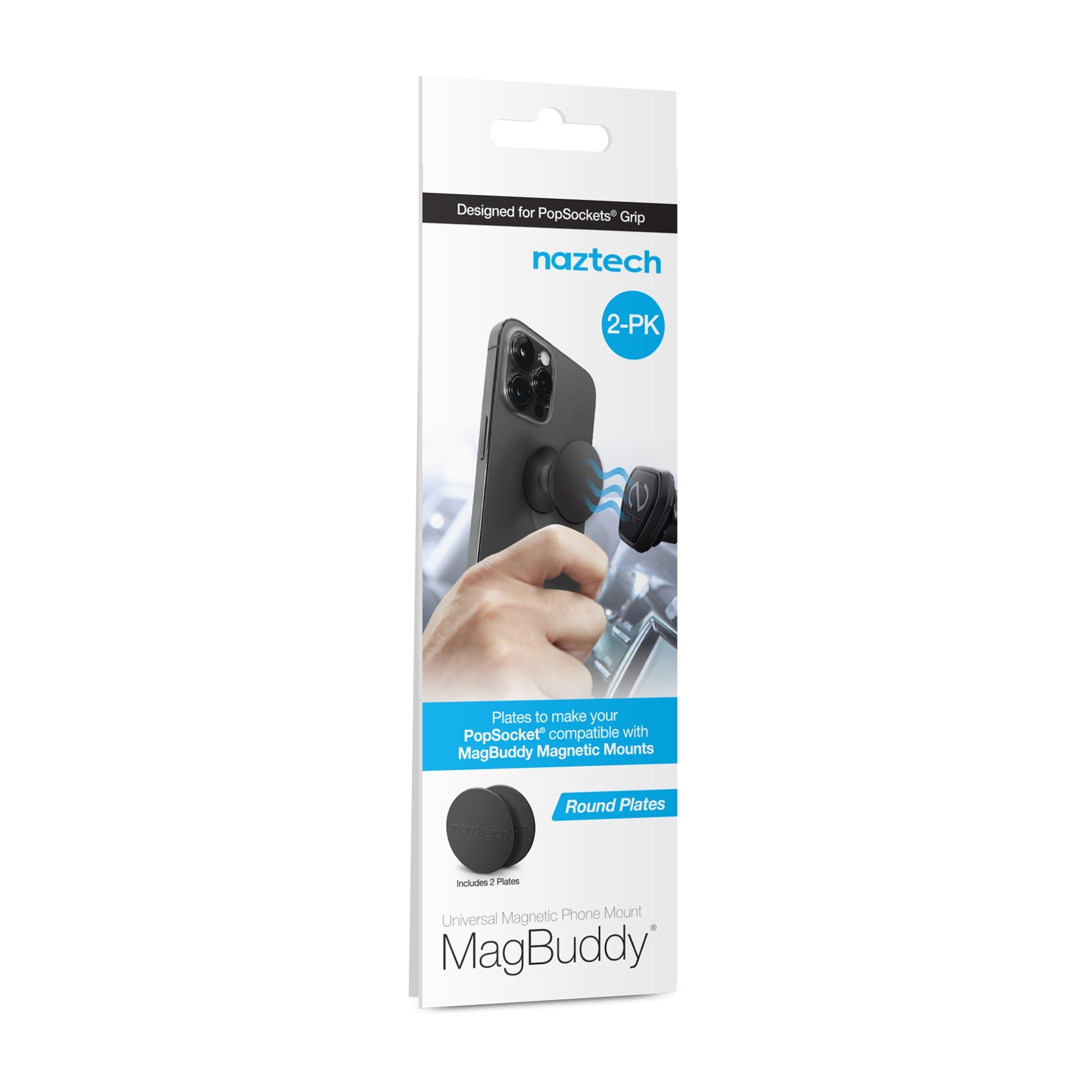 Naztech MagBuddy Universal Round Plates Compatible w Charge Devices