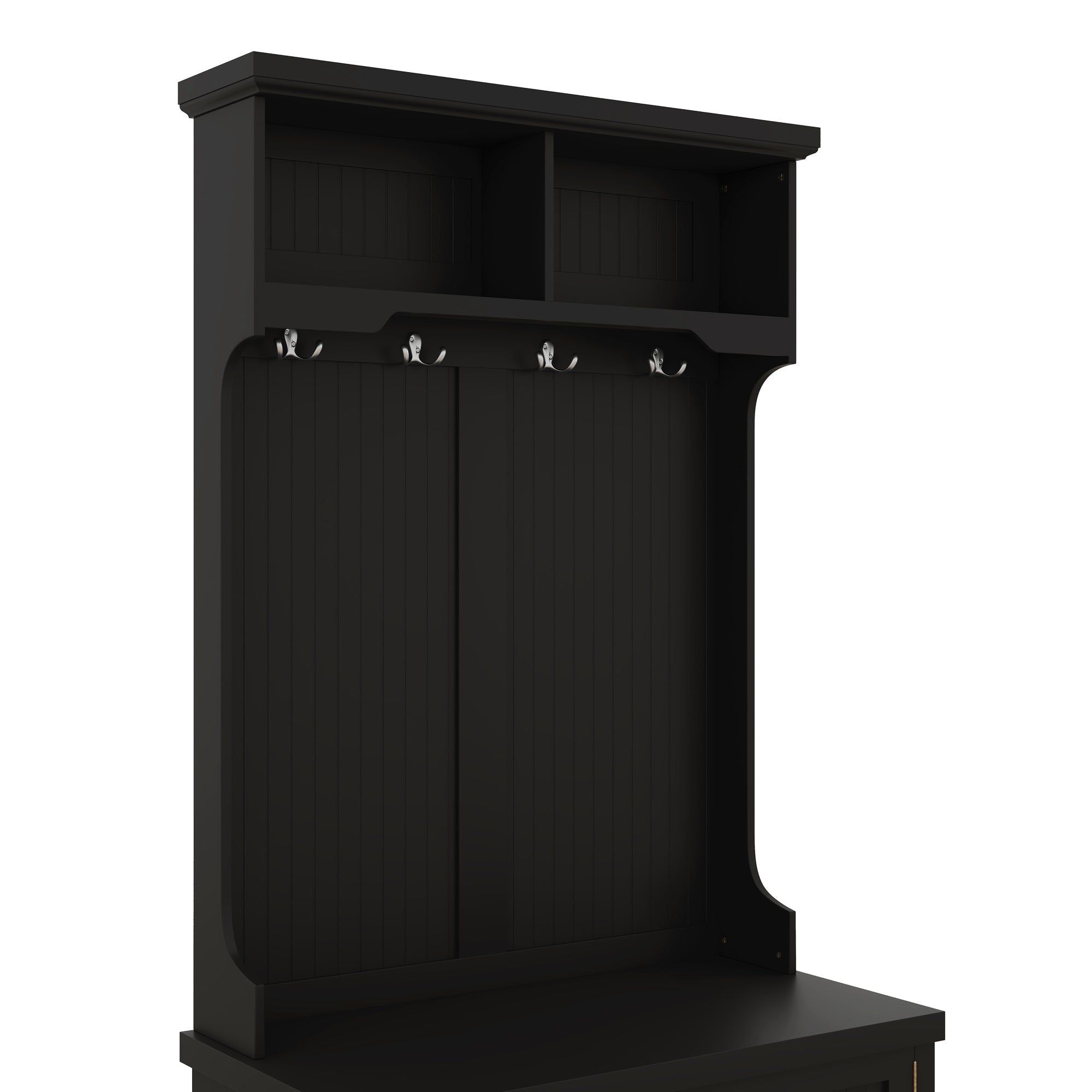 Hall Tree with Storage Shoe Bench for Entryway and Hallway 4-in-1 Design Coat Racks with 4 Hooks for Living Room Black