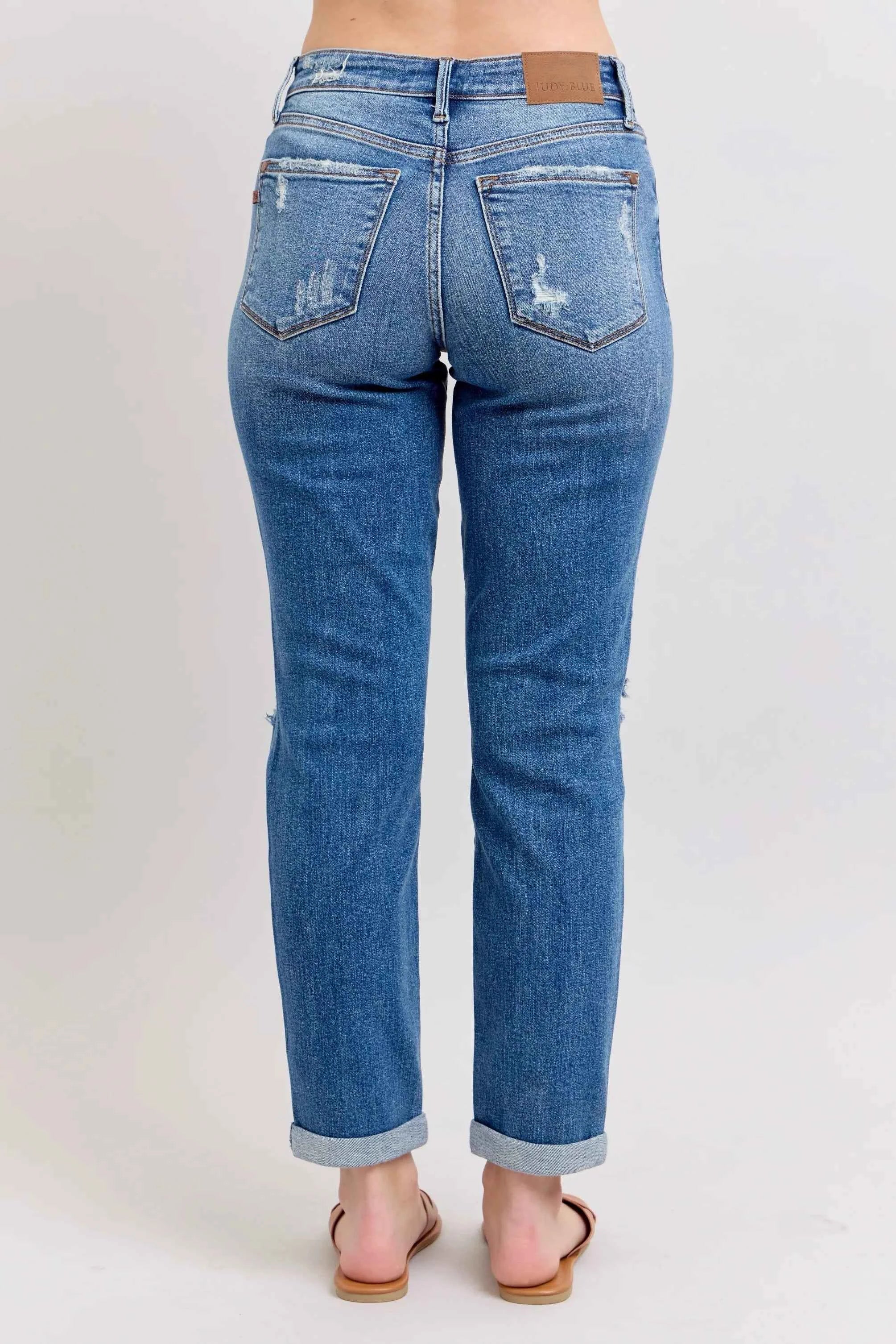 Judy Blue Plus Size Boyfriend Jeans in Vintage Wash for Women