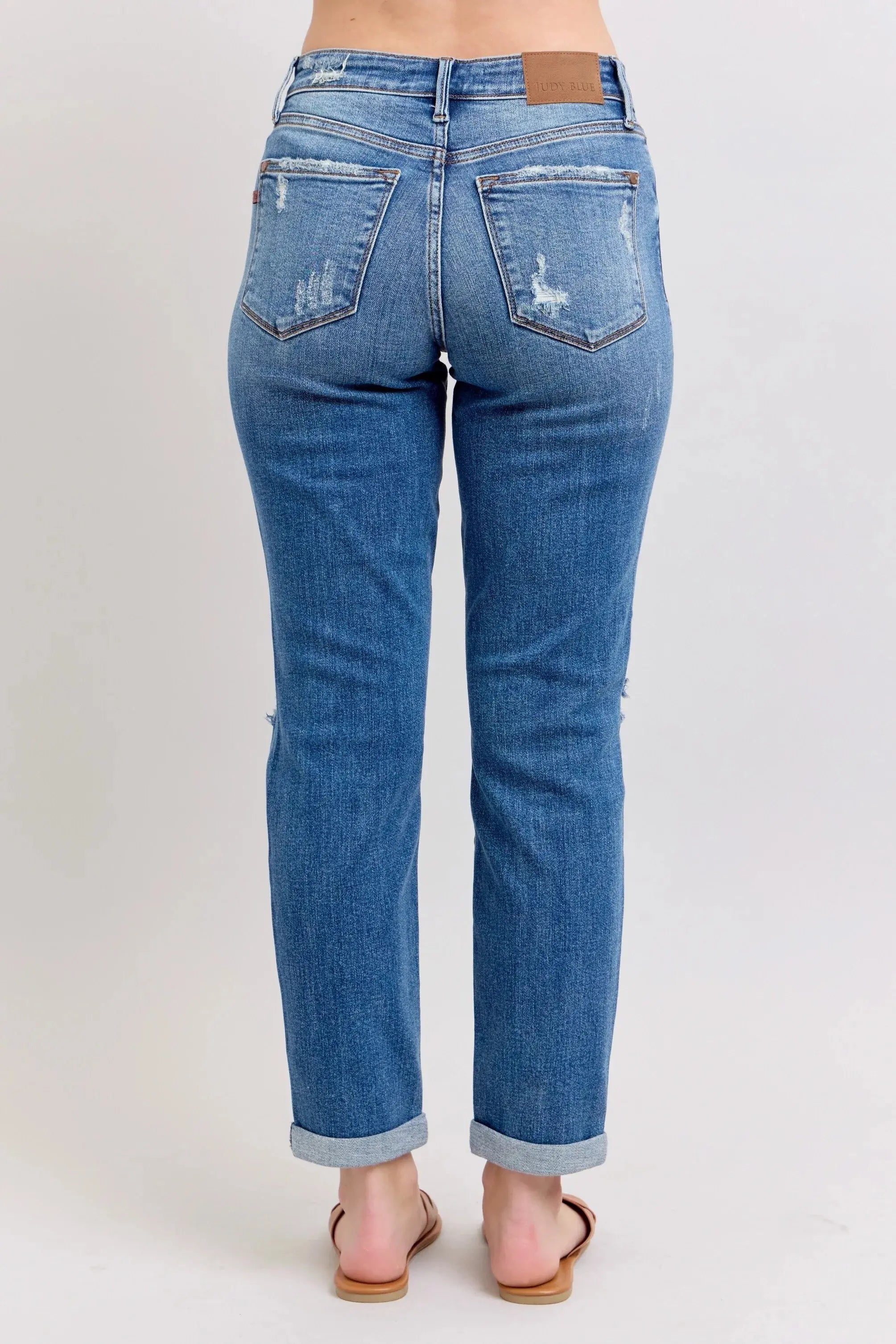 Full Size Mr Vintage Wash Boyfriend Fit w/ Destroy Judy Blue Jeans