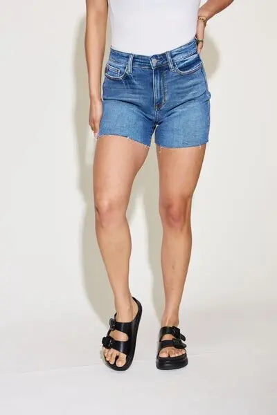 Judy Blue Full Size/Plus Size High Waist Slim Denim Shorts