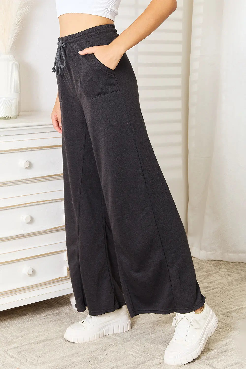 Basic Bae Drawstring Pocketed Wide Leg Lounge Pants