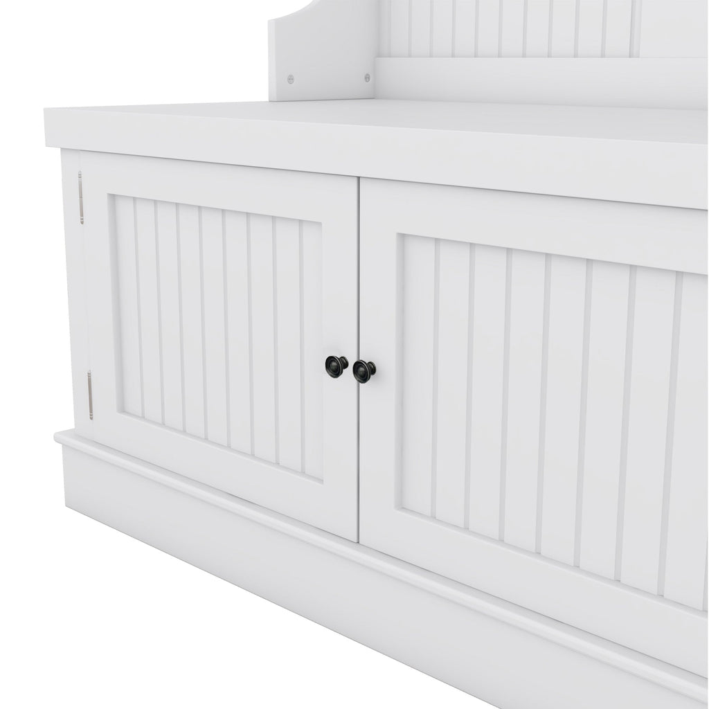 Hall Tree with Storage Shoe Bench for Entryway and Hallway 4-in-1 Design Coat Racks with 4 Hooks for Living Room White