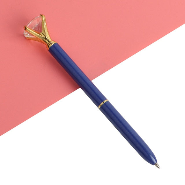 21Color Kawaii Ballpoint Pen Big Gem Metal Ball Pen With Large Diamond Blue And Black Magical Pen Fashion School Office Supplies