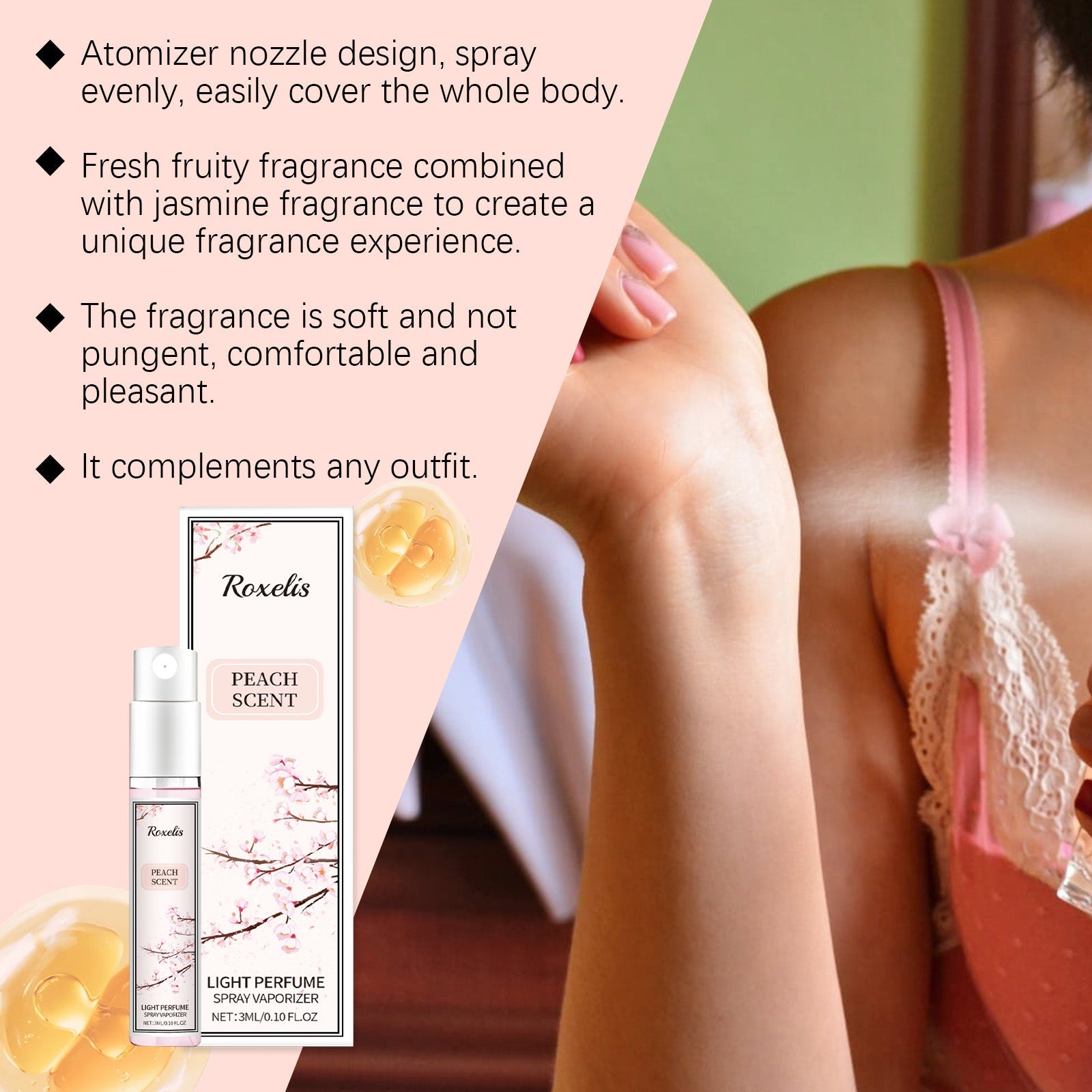 Peach Perfume Spray Fresh Fruit Lasting Fragrance Light Elegant Fresh Fruit Fragrance Charm Perfume Spray