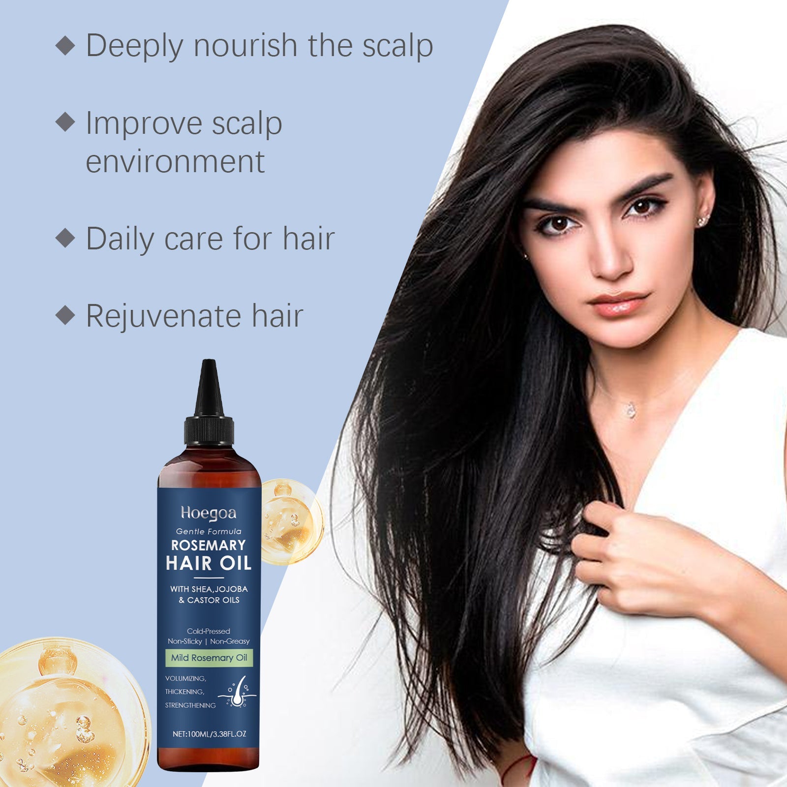 Rosemary Hair Care Oil Nourishes, Strengthens, Smoothes And Improves Scalp Massage Treatment Essence