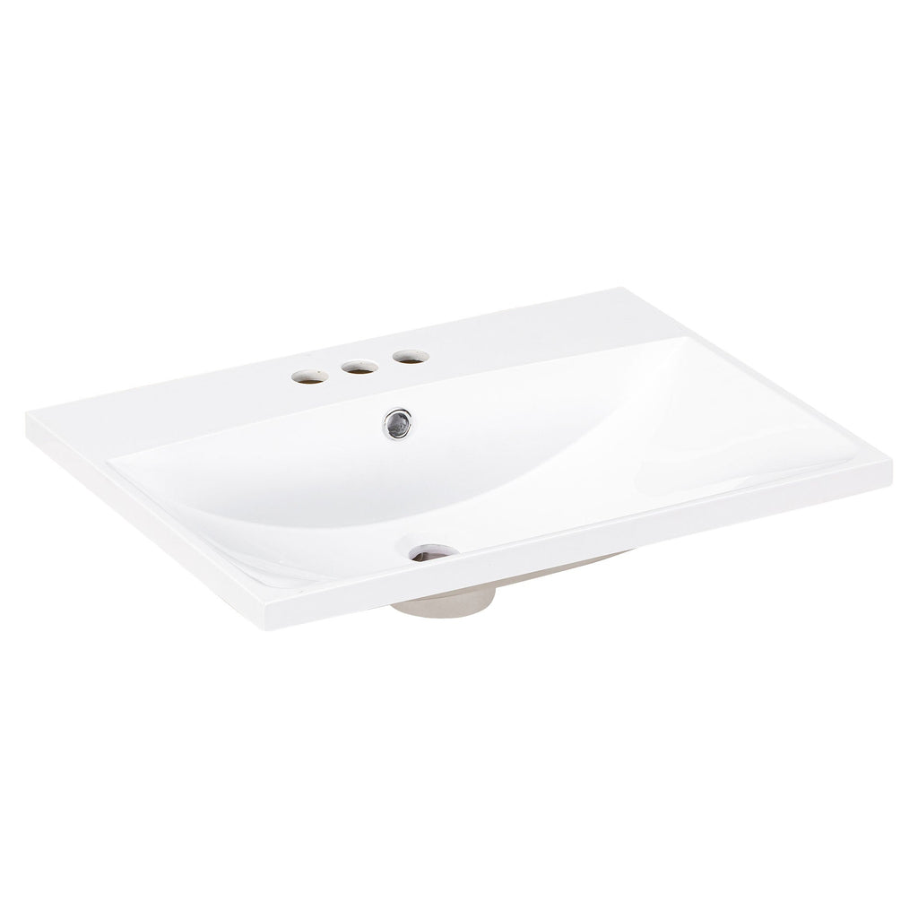 24" Bathroom Vanity Top Only White Basin 3-Faucet Holes  4" Faucet Available Ceramic