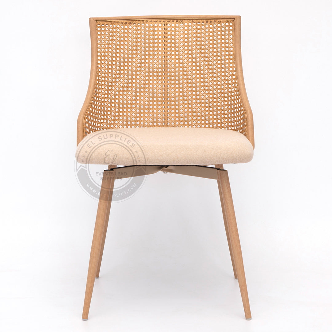ASILAH Beige Rattan Swivel Dining Chair