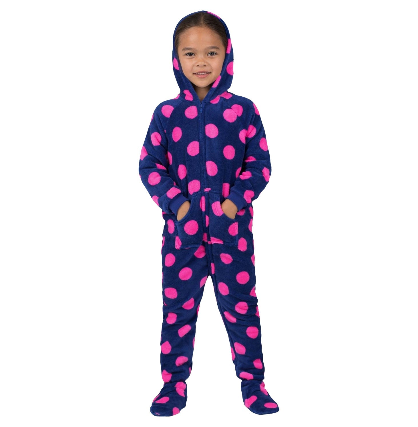 Family Matching Navy Pink Polka Hoodie Chenille Onesie