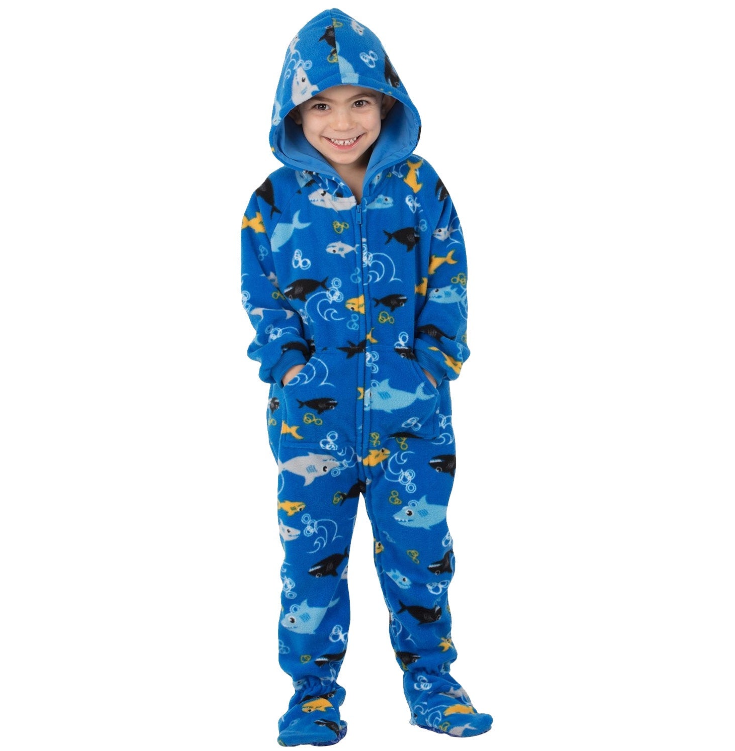 Family Matching Shark Frenzy Hoodie Fleece Onesie
