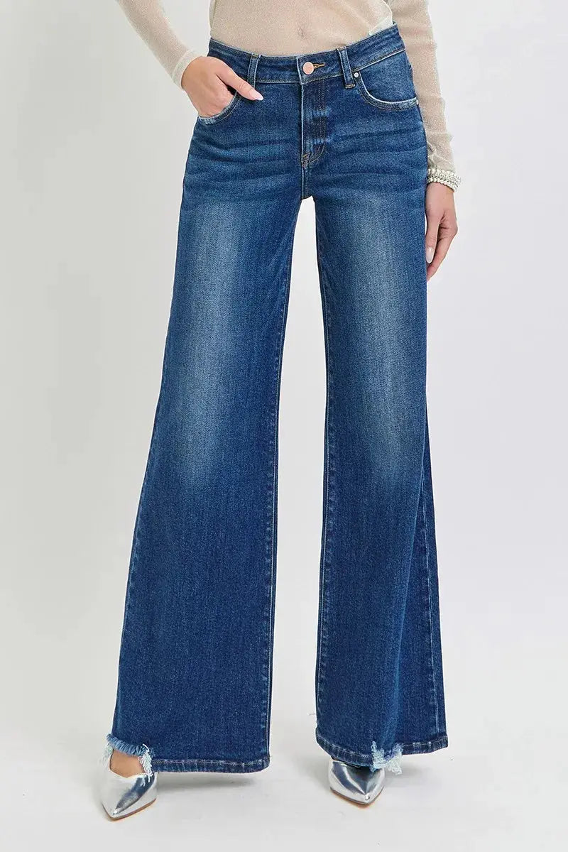 Mid Rise Wide Leg Denim RISEN Jeans in Full & Plus Sizes